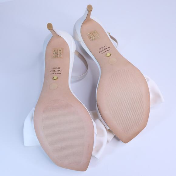 STUART WEITZMAN Nudistcurve Love Knot Heel Sandal Ivory 100mm Women's 7.5B - Picture 6 of 8